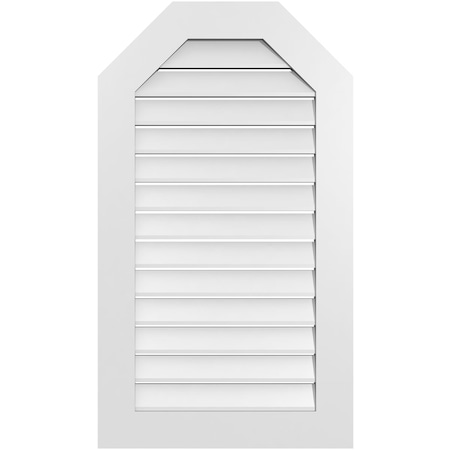 Ekena Millwork Octagonal Top Surface Mount PVC Gable Vent: Functional, w/ 3-1/2"W x 1"P Standard Frame, 24"W x 42"H GVPOT24X4201SF